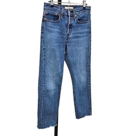 Levi's Women's Wedgie Straight Jeans Size 27 Blue Button Fly High Rise - Picture 3 of 10